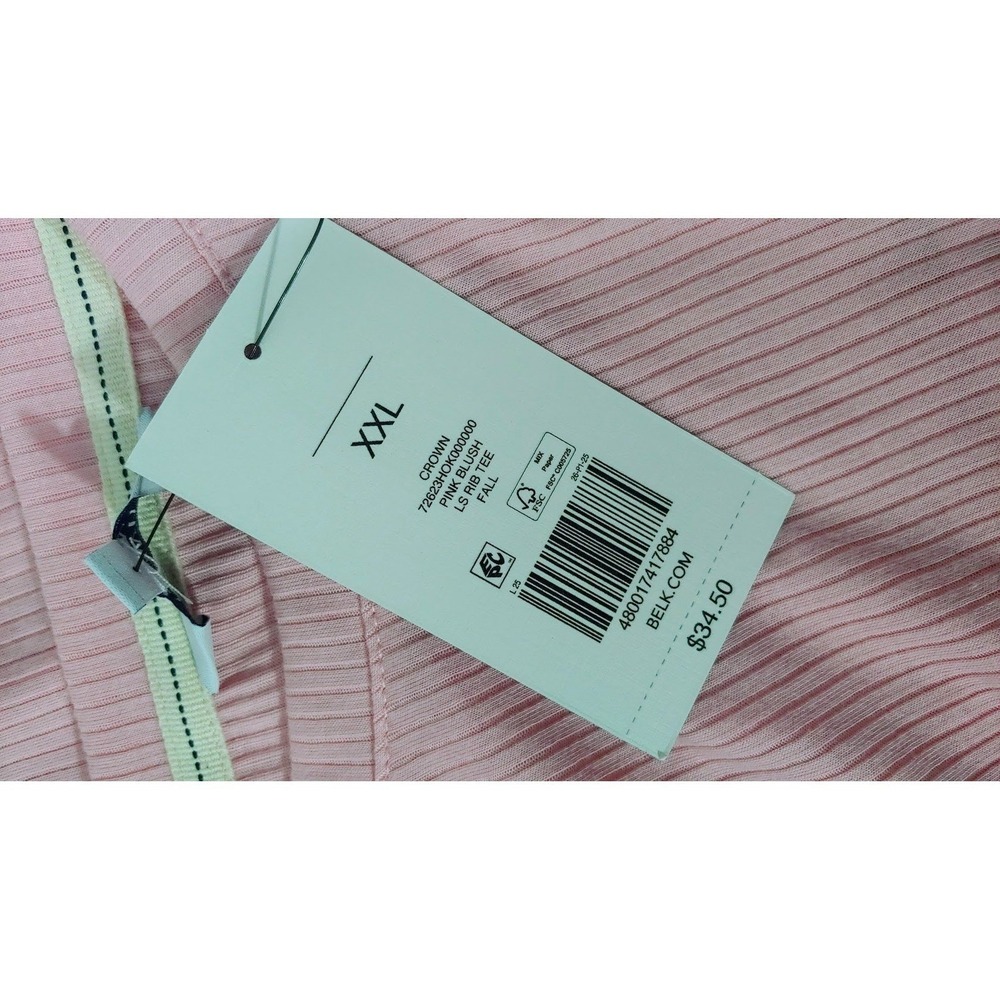 Crown & Ivy Pink Ribbed Long Sleeve Size XXL Crew Neck Pullover Shirt Top NWT - Picture 8 of 12